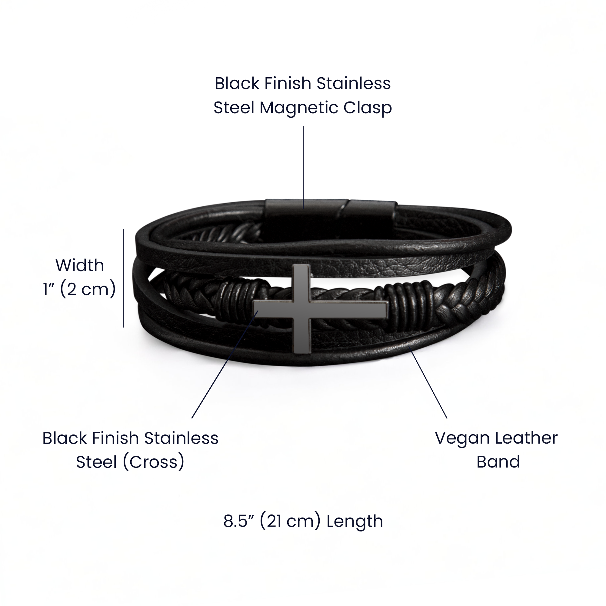 Men's Cross Leather Bracelet for Soulmate – Braided Vegan Leather Keepsake