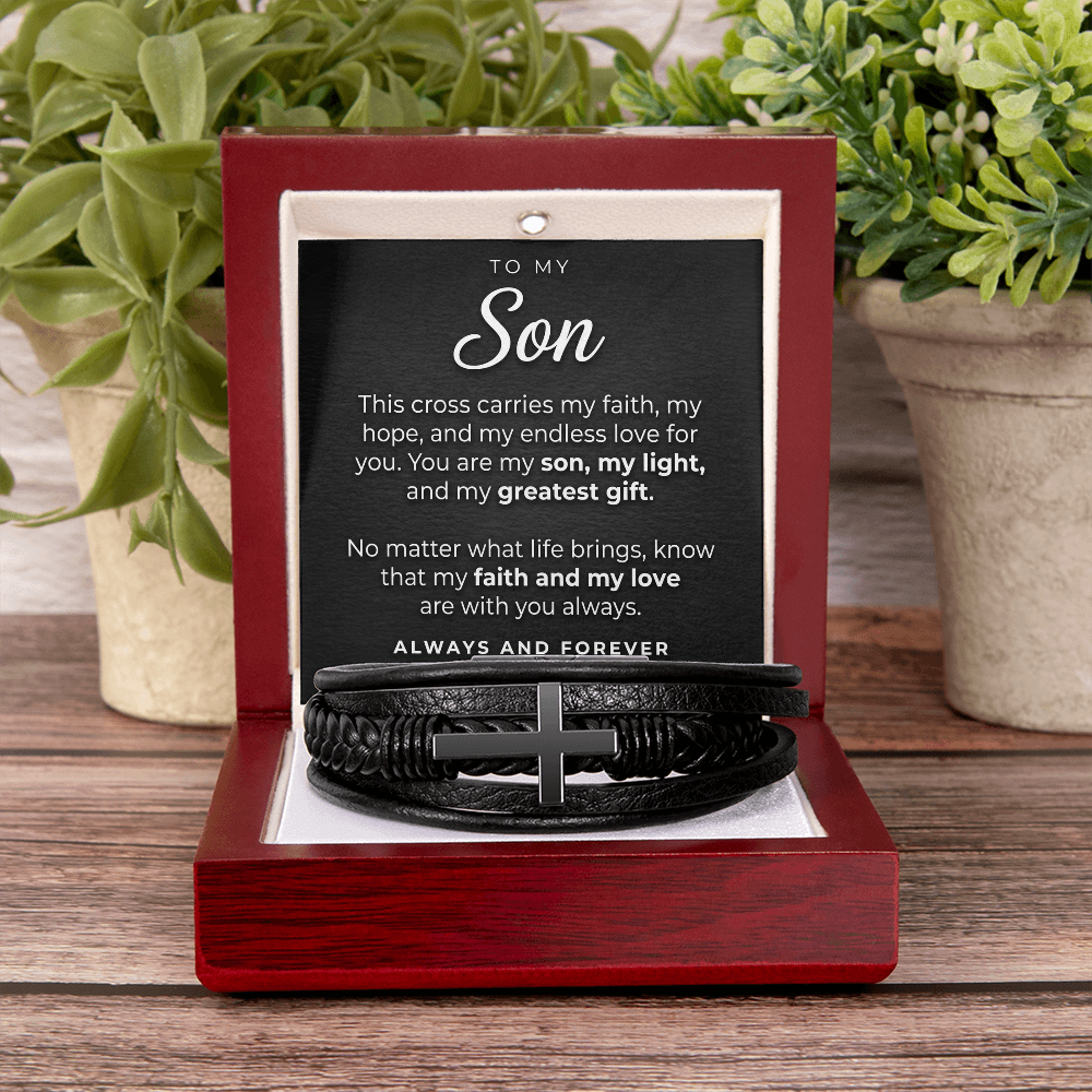 Custom Cross Bracelet for Son – Faith-Inspired Keepsake Gift