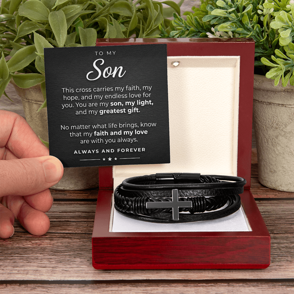 Custom Cross Bracelet for Son – Faith-Inspired Keepsake Gift