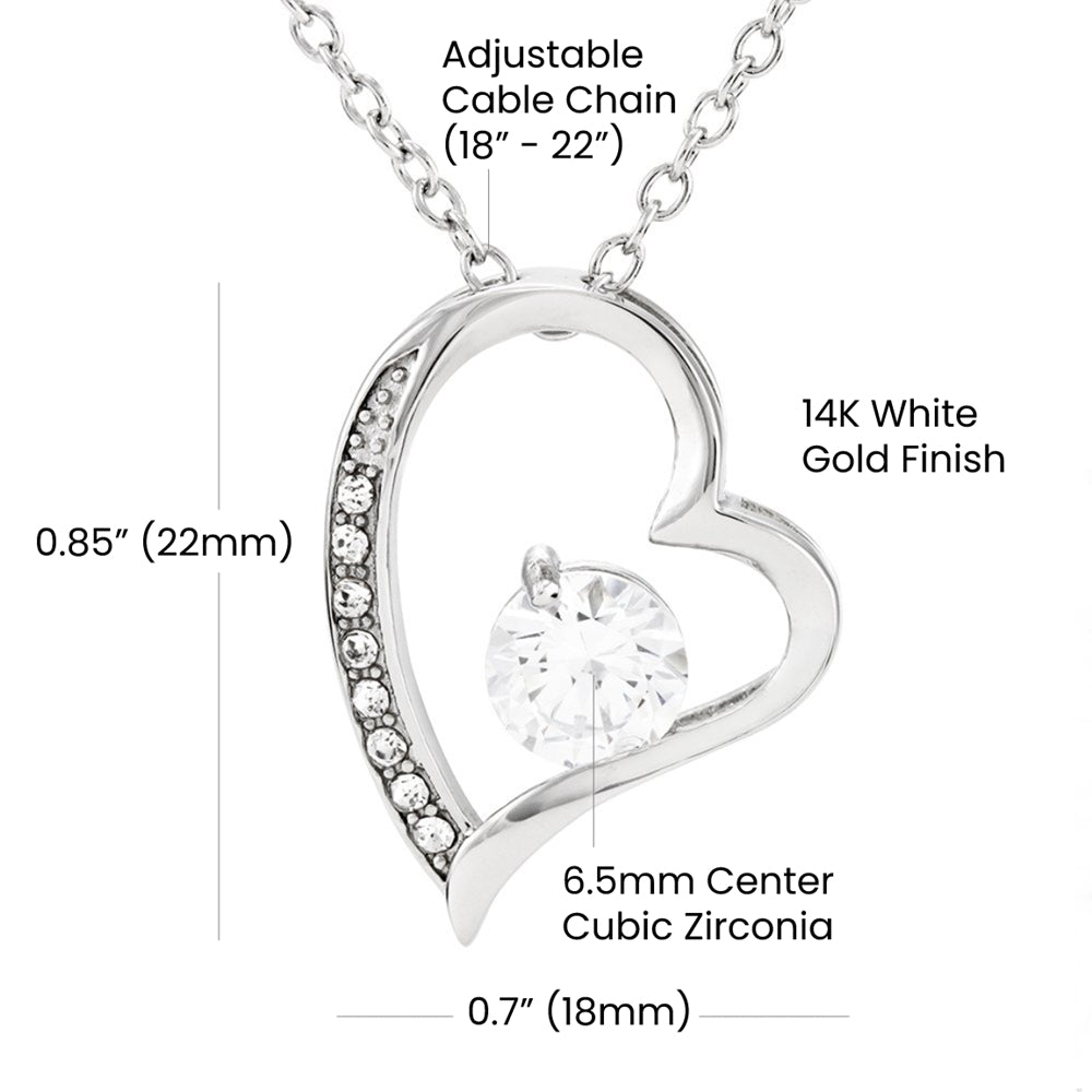 Forever Love Necklace – Heart Pendant with CZ Crystal, Gold Finish