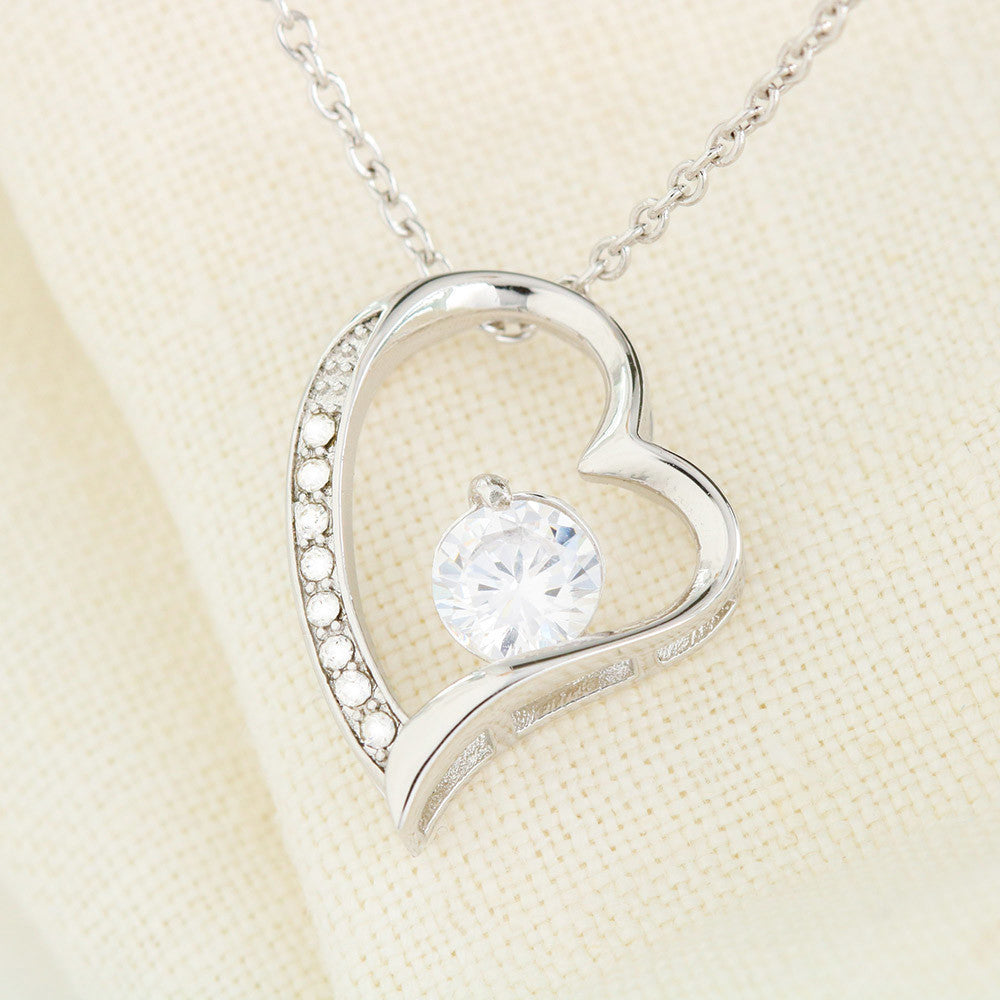 Forever Love Necklace – Heart Pendant with CZ Crystal, Gold Finish
