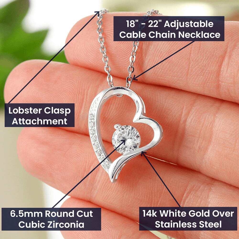 Forever Love Heart Necklace – CZ Crystal Pendant, Gift for Her