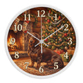 Dachshund Wooden Clock – "Warm Christmas Fireside" Wall Clock