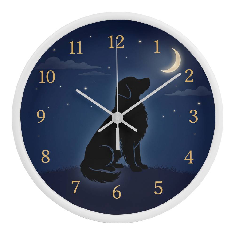 Golden Retriever Wooden Clock – "Crescent Moon Gaze" Wall Clock
