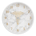 Nurse Wooden Clock – Gold Caduceus Marble Wall Clock