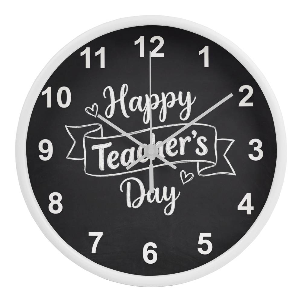 Teacher Wooden Clock – "Happy Teacher’s Day" Chalkboard Wall Clock
