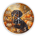 Dachshund Wooden Clock – "Pumpkin Patch" Wall Clock