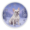 French Bulldog Wooden Clock – "Snowy Forest" White Wall Clock