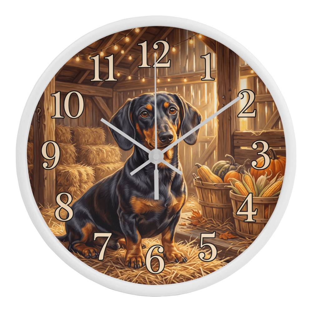 Dachshund Wooden Clock – "Rustic Barn" Wall Clock
