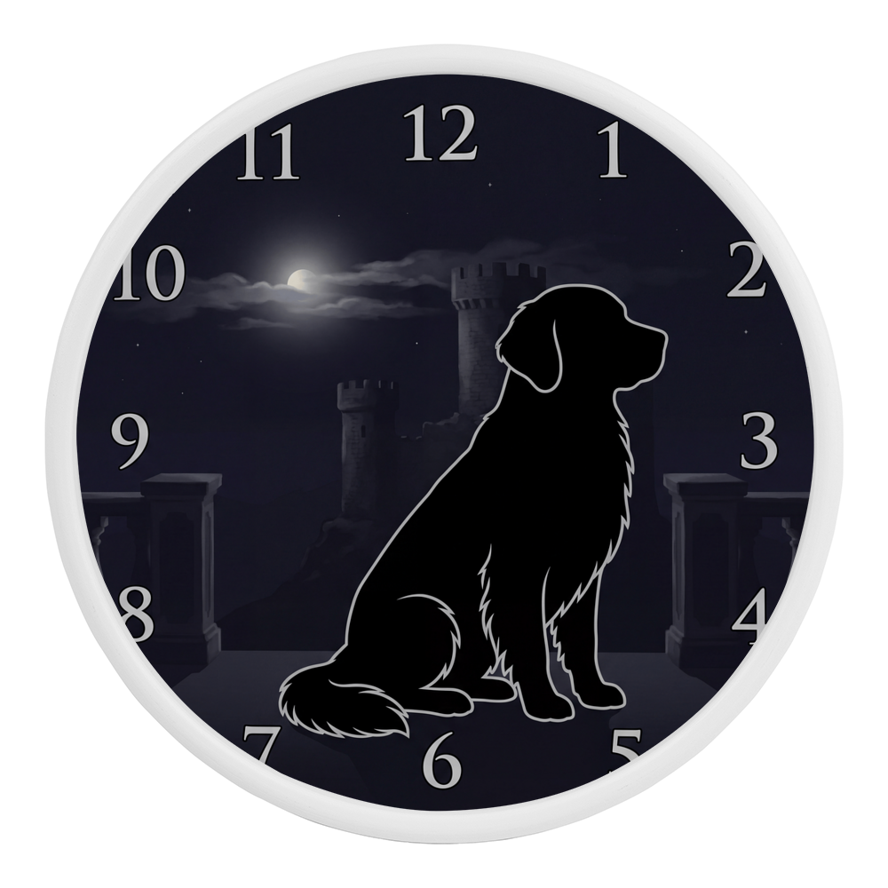 Golden Retriever Wooden Clock – "Castle Moonrise" Wall Clock