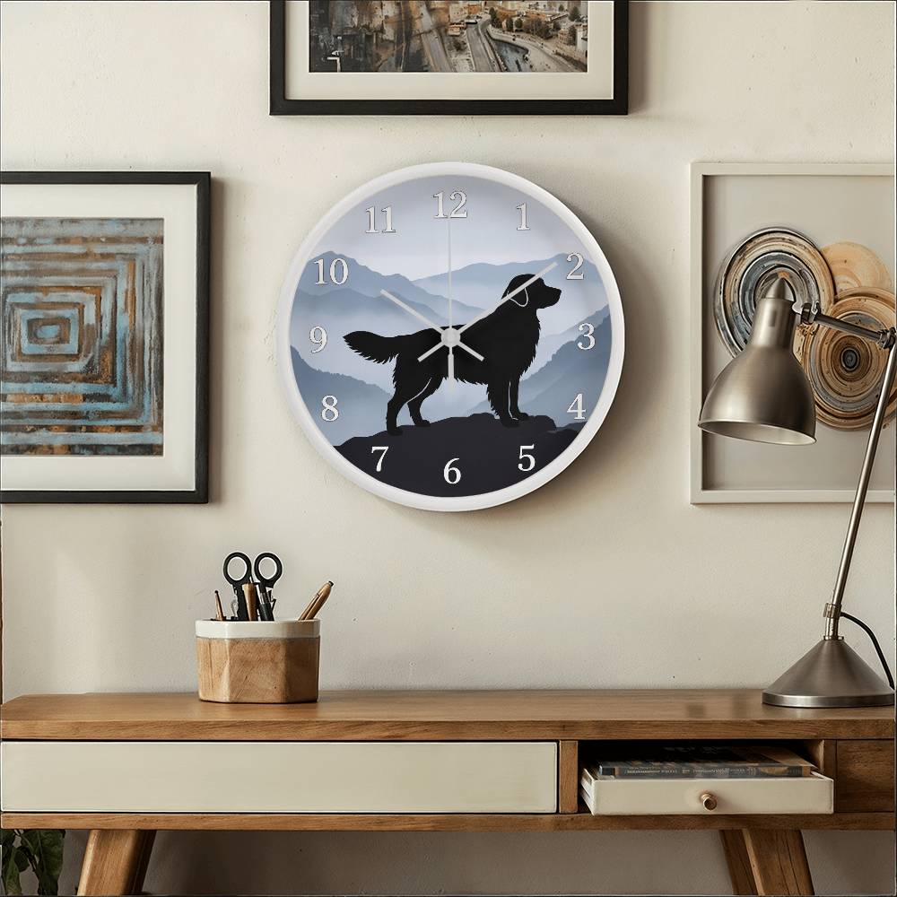 Golden Retriever Wooden Clock – "Mountain Mist" Wall Clock