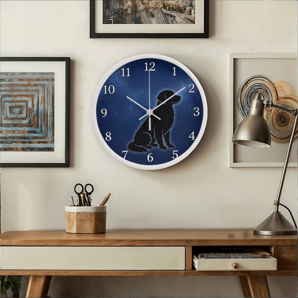 Golden Retriever Wooden Clock – "Starry Night Silhouette" Wall Clock