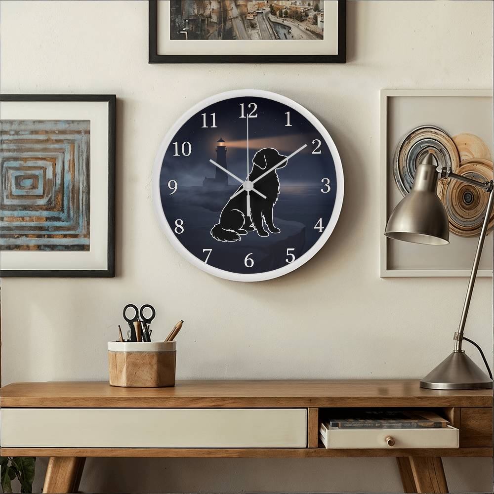 Golden Retriever Wooden Clock – "Cliffside Silhouette" Wall Clock