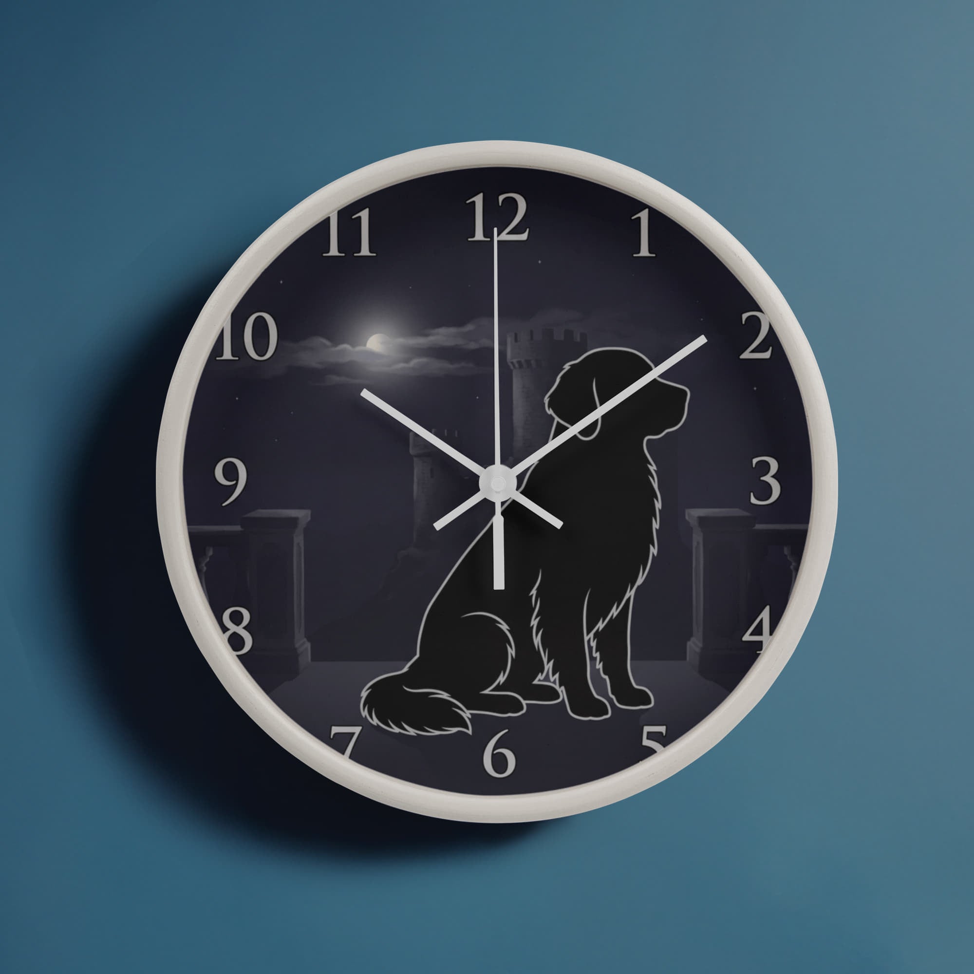 Golden Retriever Wooden Clock – "Castle Moonrise" Wall Clock
