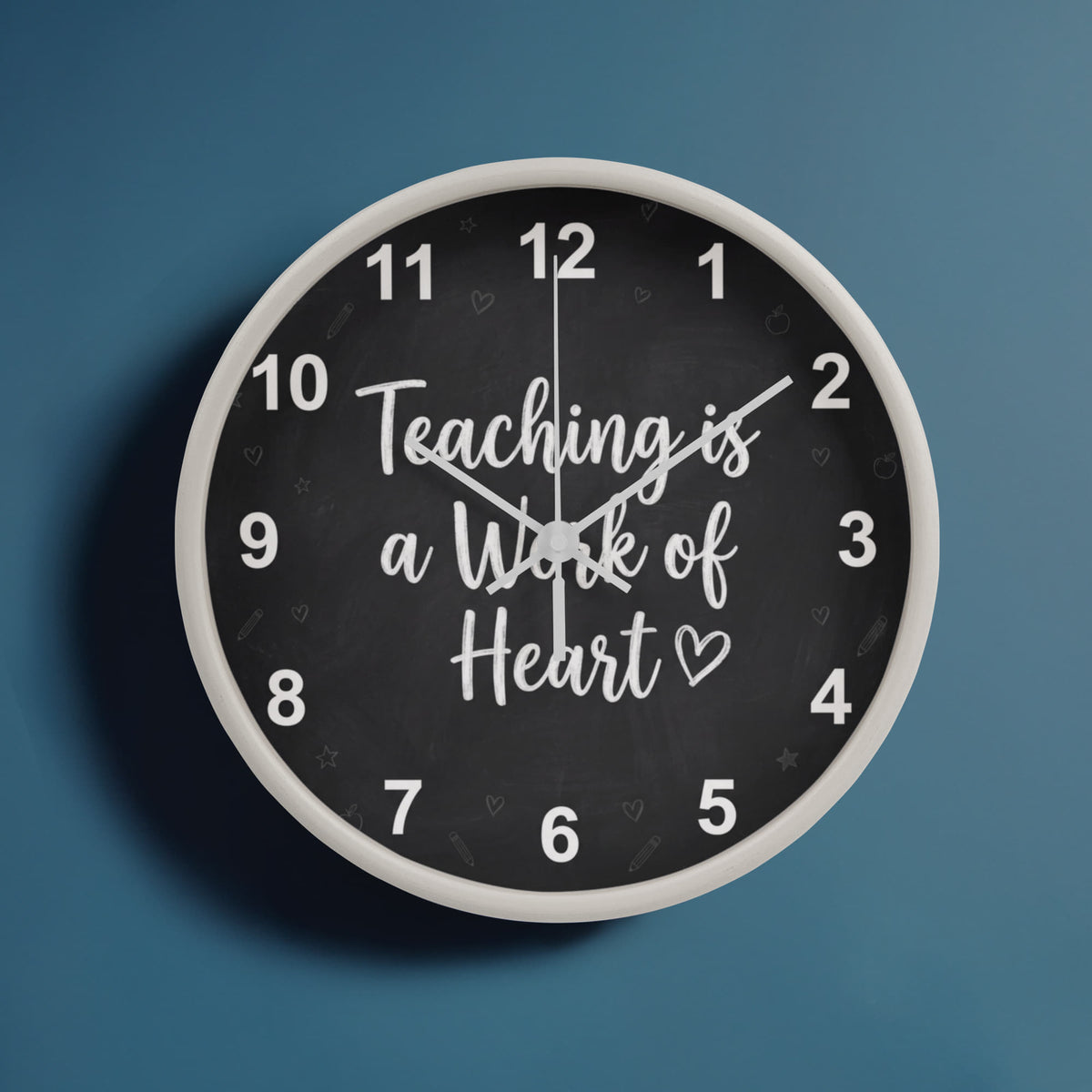 Teacher Wooden Clock – "Teaching is a Work of Heart" Chalkboard Wall Clock