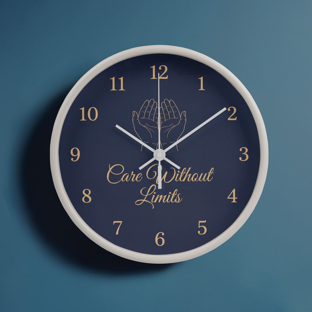 Nurse Wooden Clock – "Care Without Limits" Navy Wall Clock