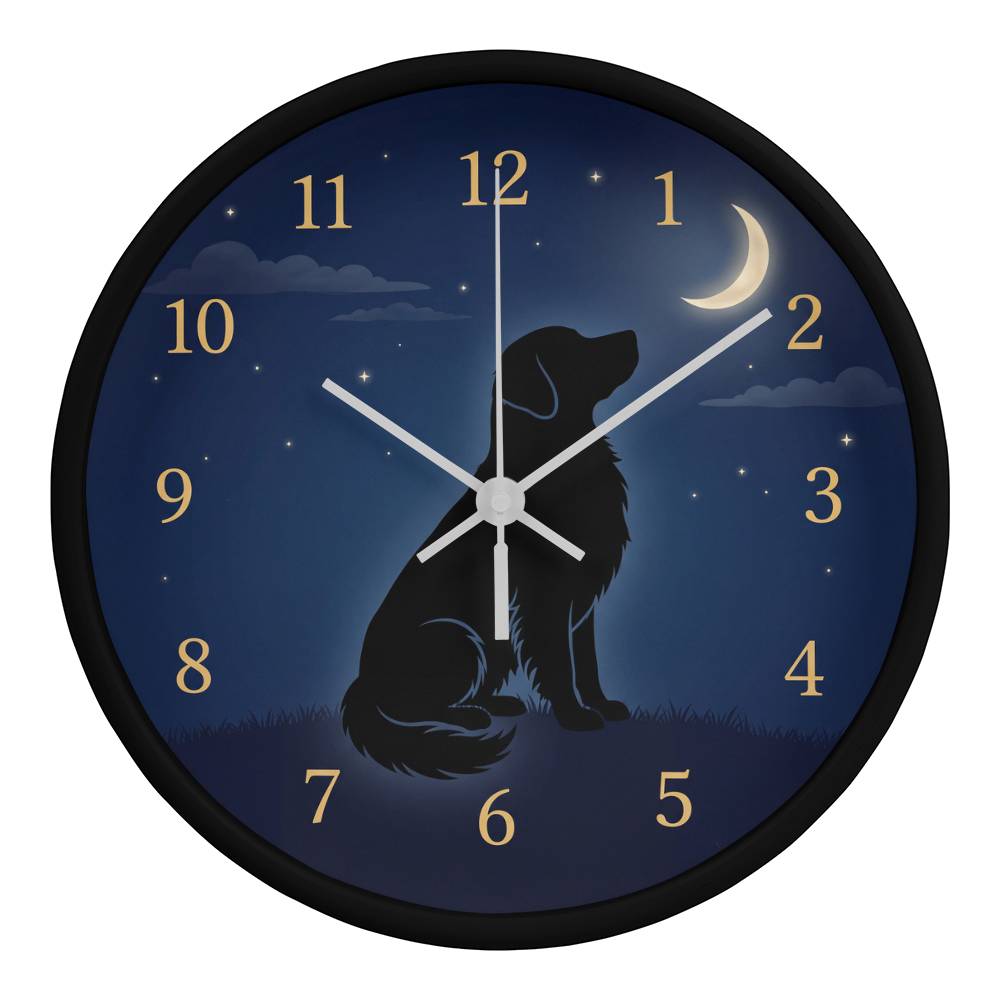 Golden Retriever Wooden Clock – "Crescent Moon Gaze" Wall Clock