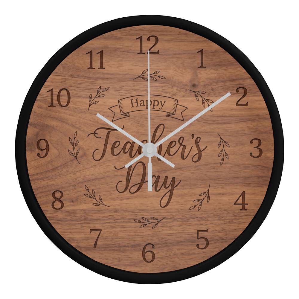 Teacher Wooden Clock – "Happy Teacher’s Day" Engraved Wood Wall Clock