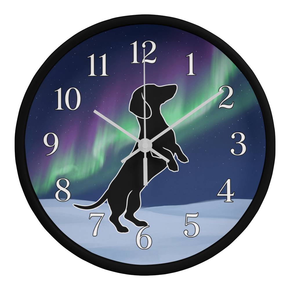 Dachshund Wooden Clock – "Northern Lights" Wall Clock