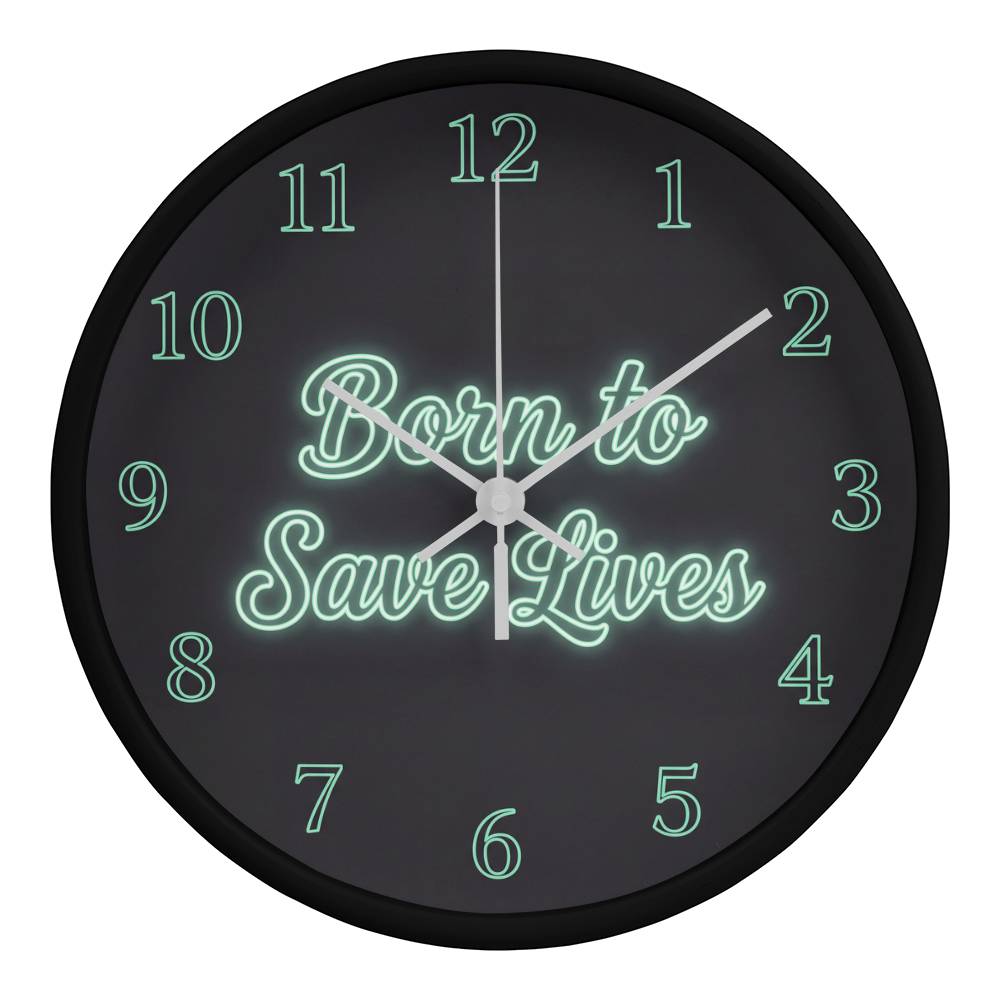 Nurse Wooden Clock – "Born to Save Lives" Neon Wall Clock