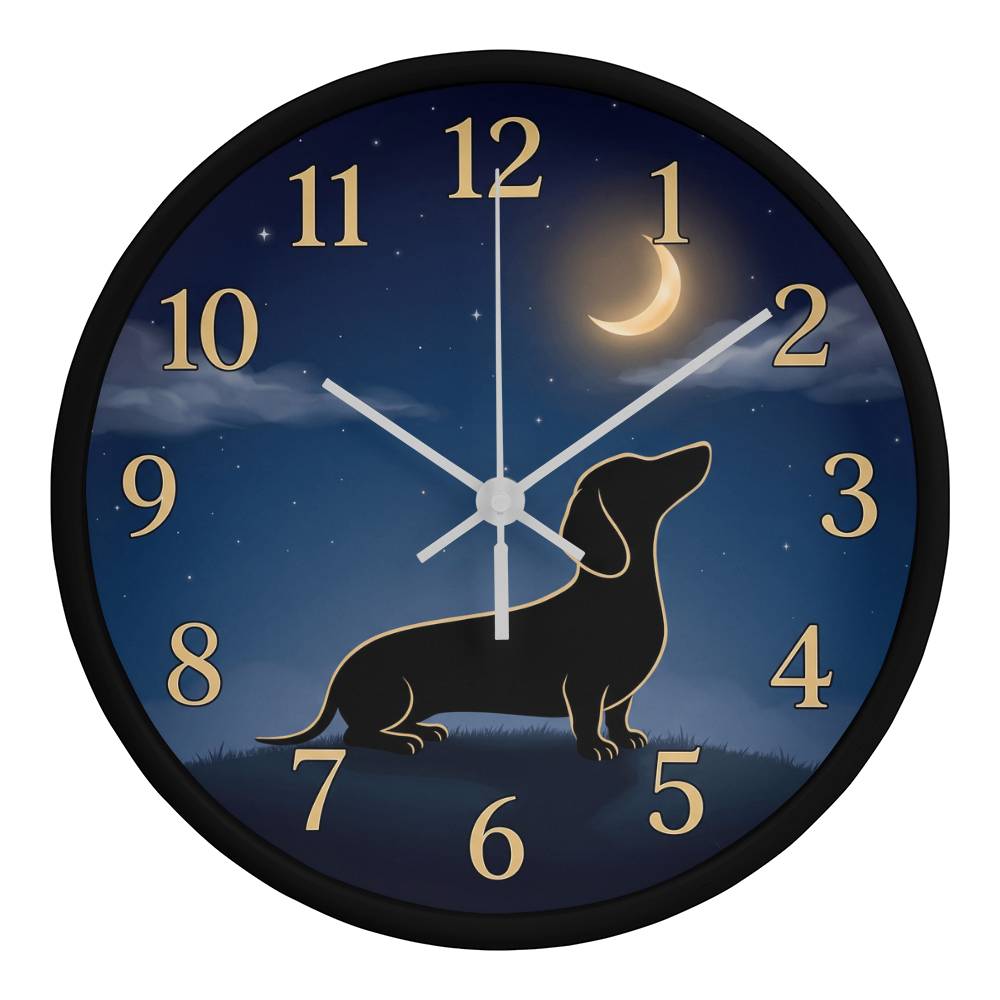 Dachshund Wooden Clock – "Moonlit Gaze" Wall Clock