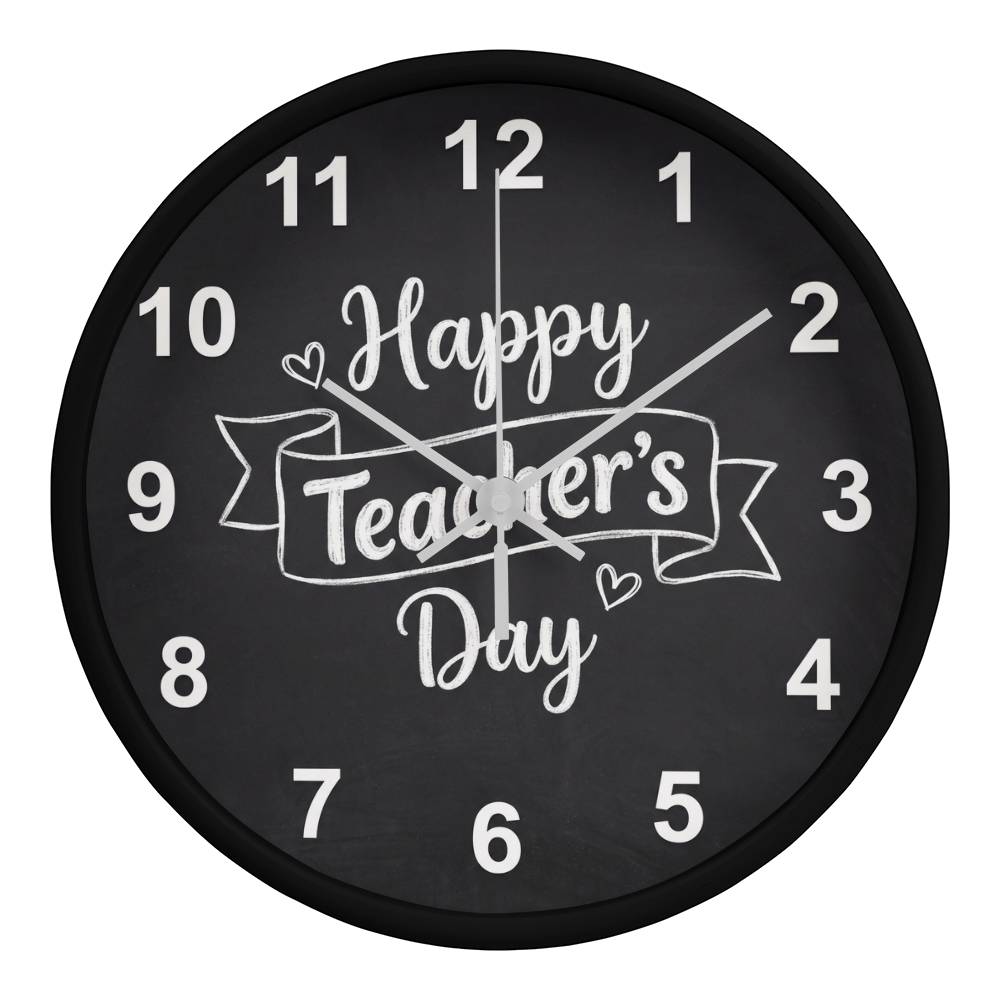 Teacher Wooden Clock – "Happy Teacher’s Day" Chalkboard Wall Clock
