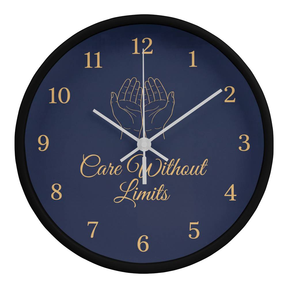 Nurse Wooden Clock – "Care Without Limits" Navy Wall Clock