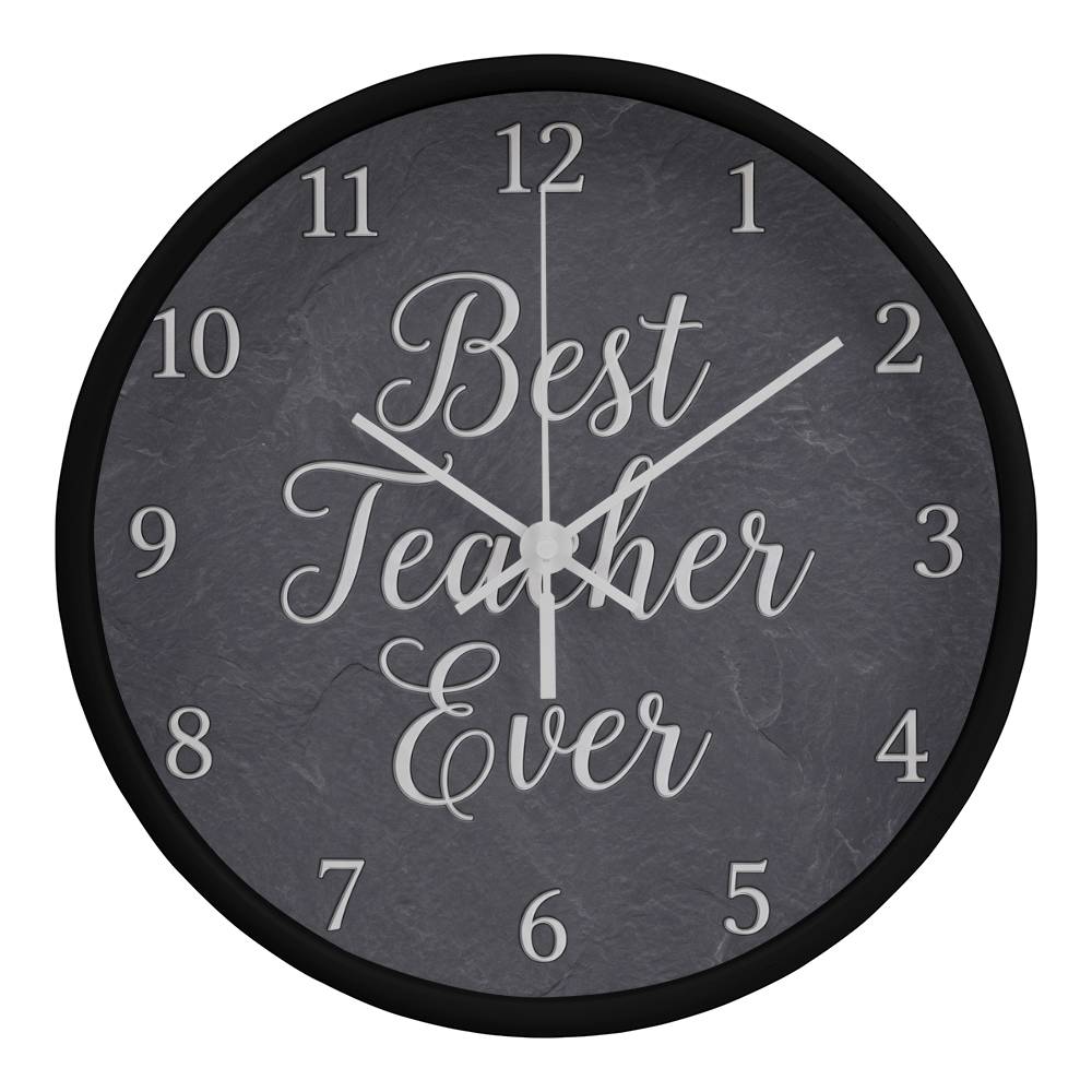 Teacher Wooden Clock – "Best Teacher Ever" Slate Wall Clock