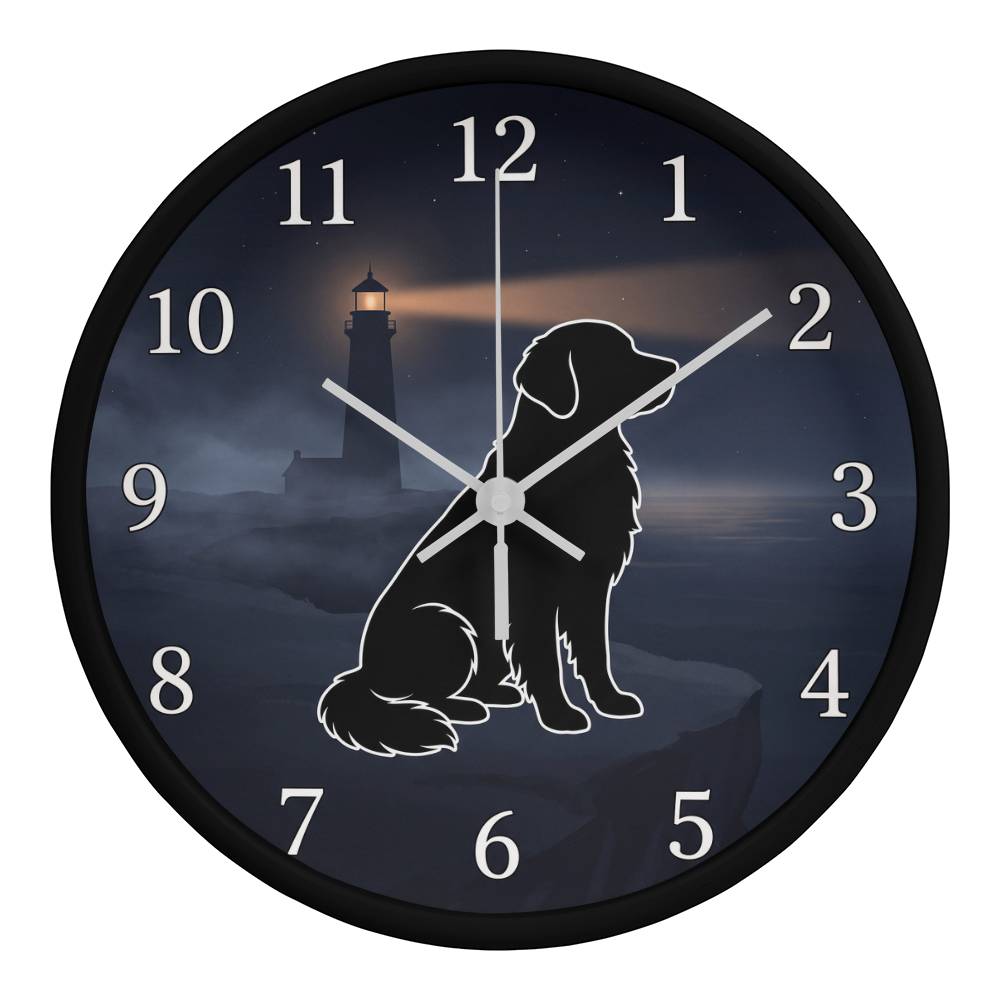 Golden Retriever Wooden Clock – "Cliffside Silhouette" Wall Clock