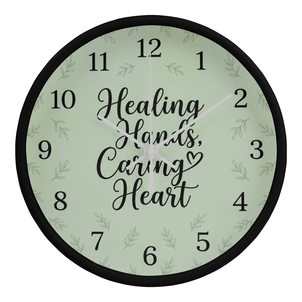 Nurse Wooden Clock – Healing Hands Caring Heart Green Wall Clock