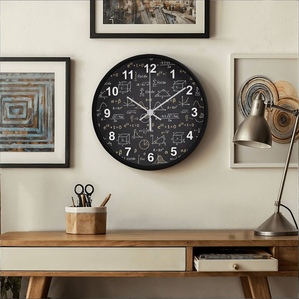 Teacher Wooden Clock – Chalkboard Math Equations Wall Clock