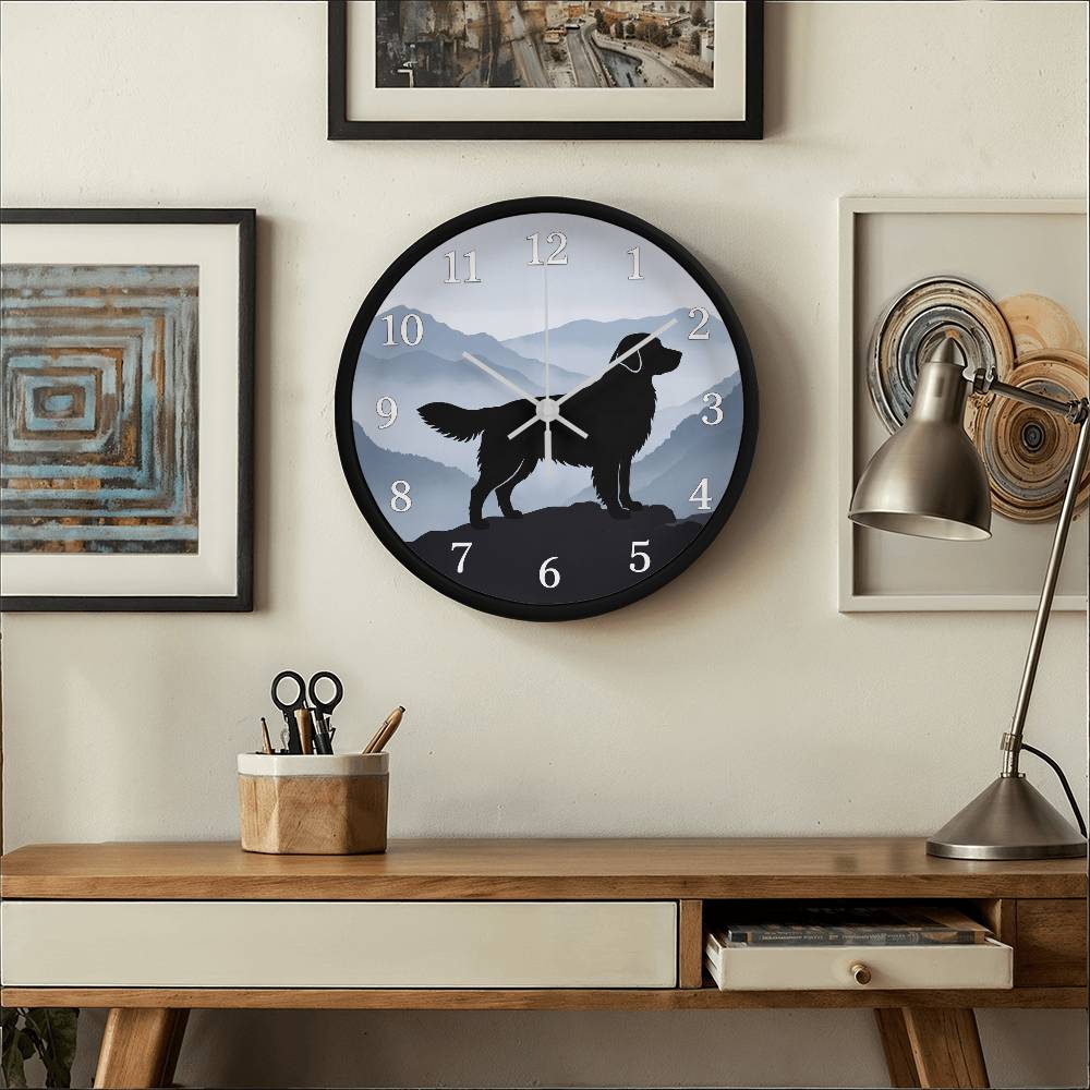 Golden Retriever Wooden Clock – "Mountain Mist" Wall Clock