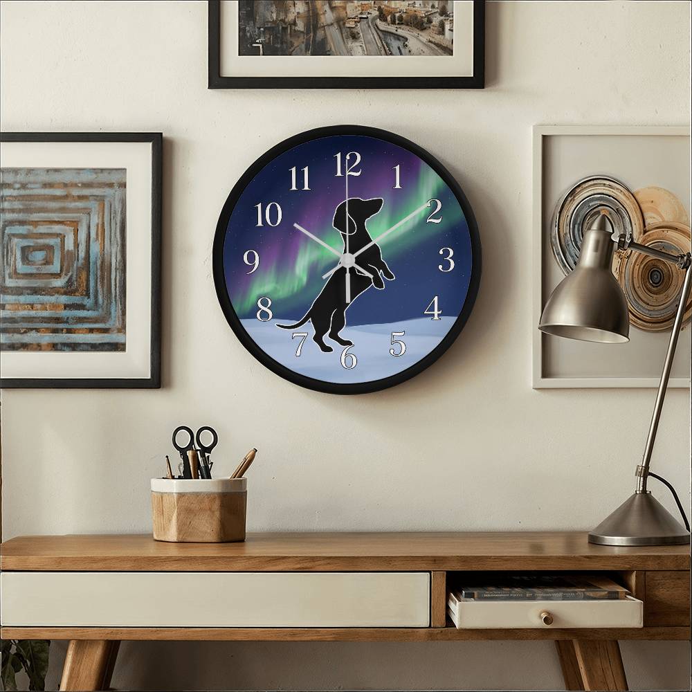 Dachshund Wooden Clock – "Northern Lights" Wall Clock