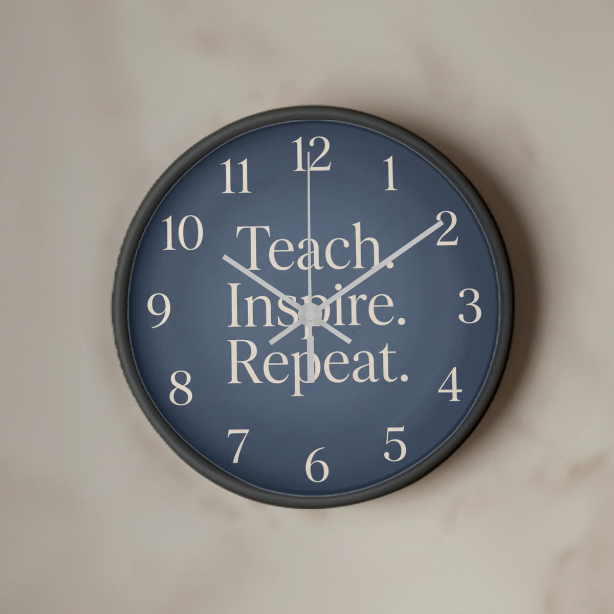 Teacher Wooden Clock – "Teach. Inspire. Repeat." Navy Wall Clock