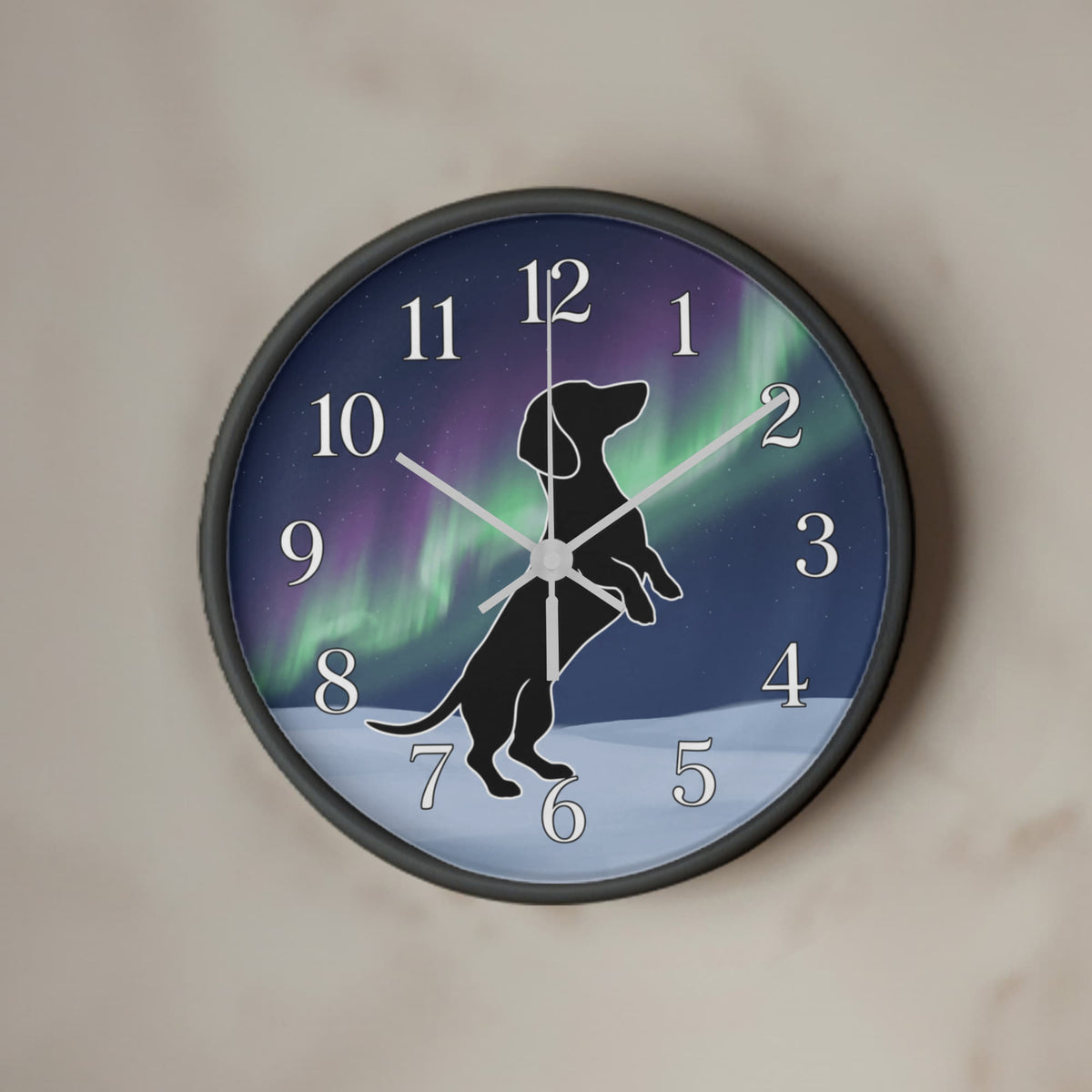 Dachshund Wooden Clock – "Northern Lights" Wall Clock