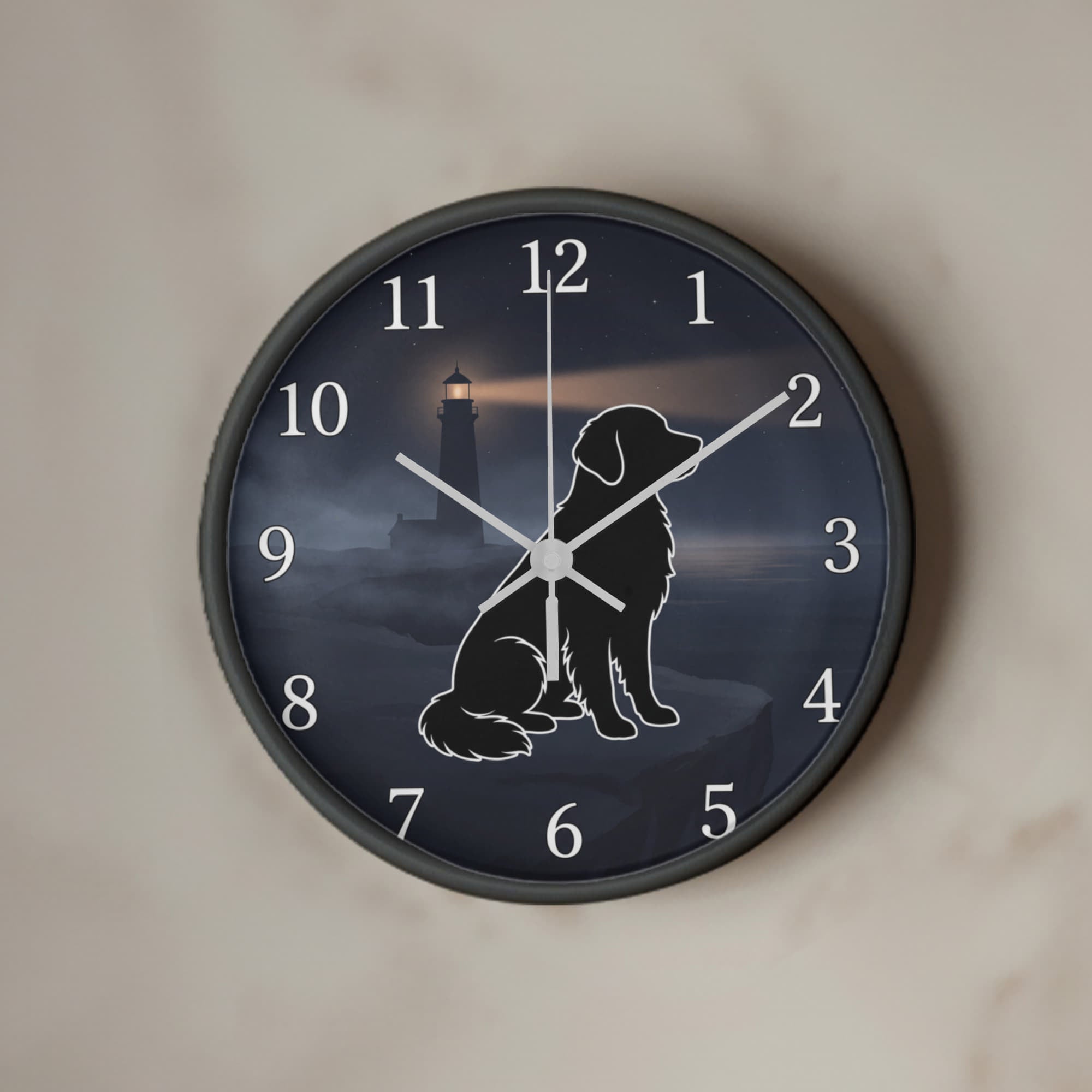 Golden Retriever Wooden Clock – "Cliffside Silhouette" Wall Clock