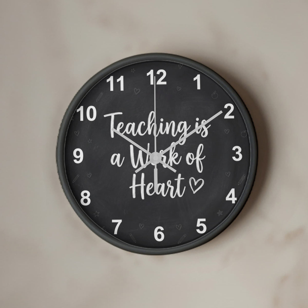 Teacher Wooden Clock – "Teaching is a Work of Heart" Chalkboard Wall Clock
