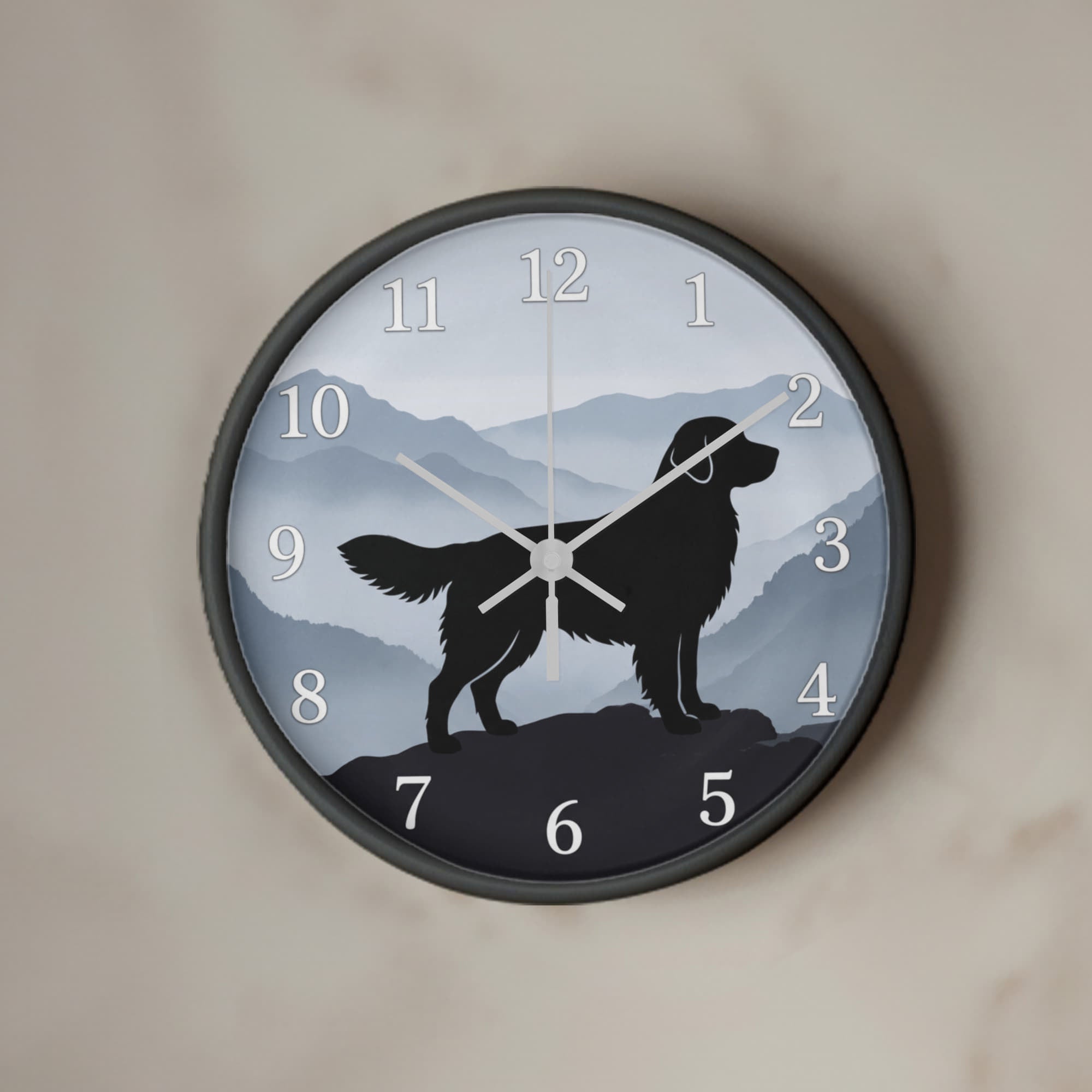 Golden Retriever Wooden Clock – "Mountain Mist" Wall Clock
