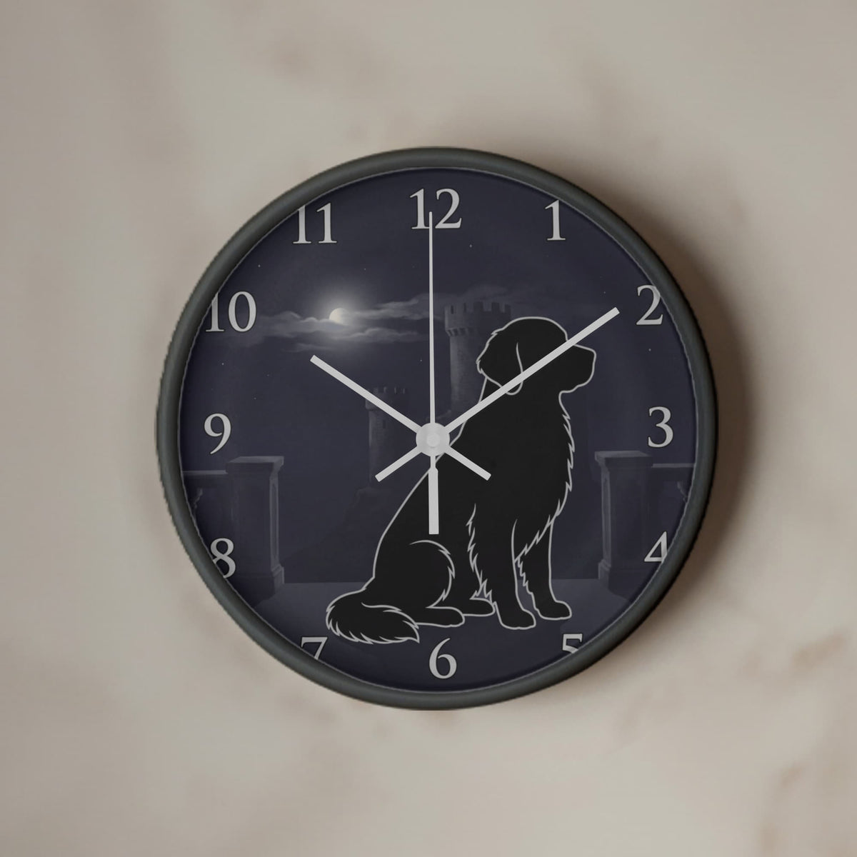 Golden Retriever Wooden Clock – "Castle Moonrise" Wall Clock