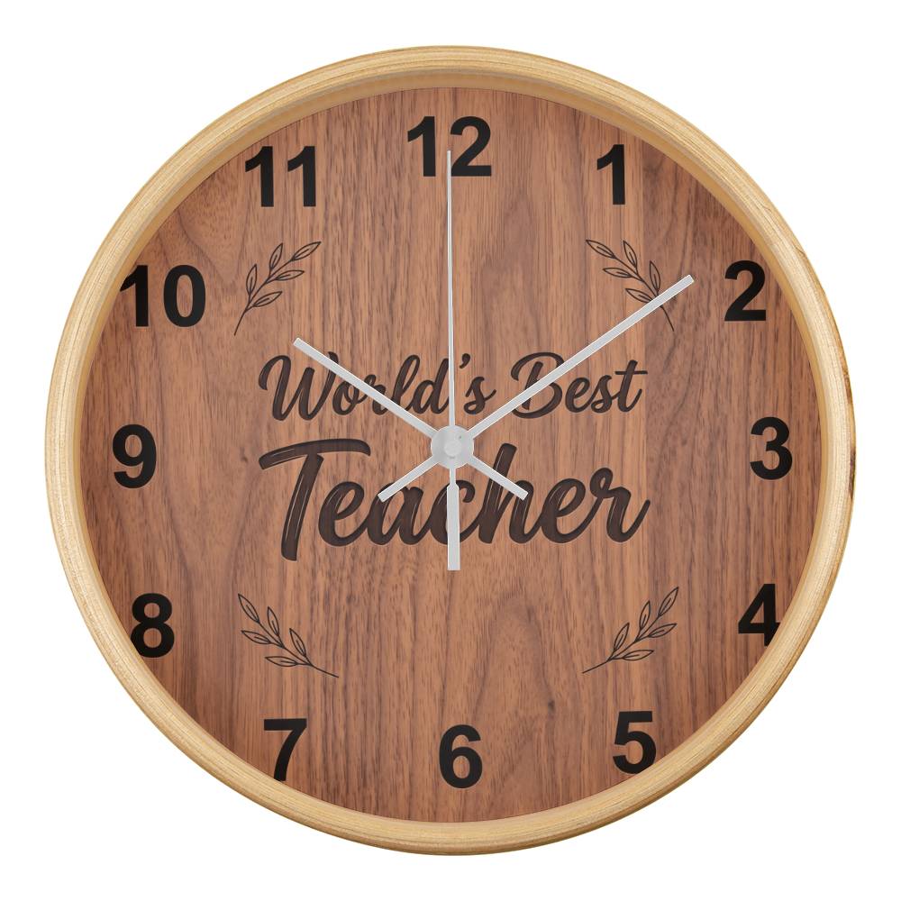 Teacher Wooden Clock – "World’s Best Teacher" Wood Wall Clock
