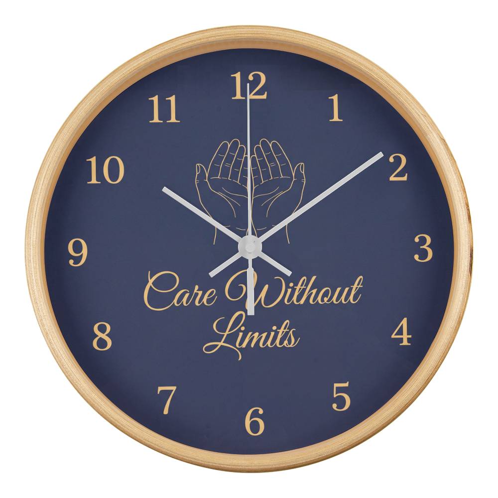 Nurse Wooden Clock – "Care Without Limits" Navy Wall Clock