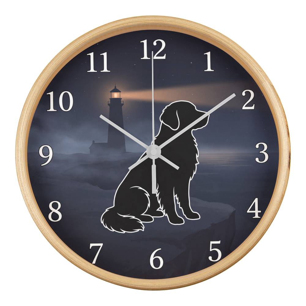 Golden Retriever Wooden Clock – "Cliffside Silhouette" Wall Clock