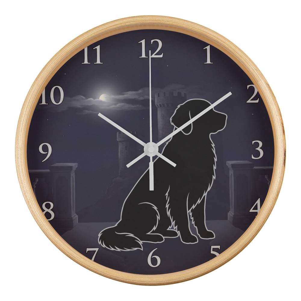 Golden Retriever Wooden Clock – "Castle Moonrise" Wall Clock