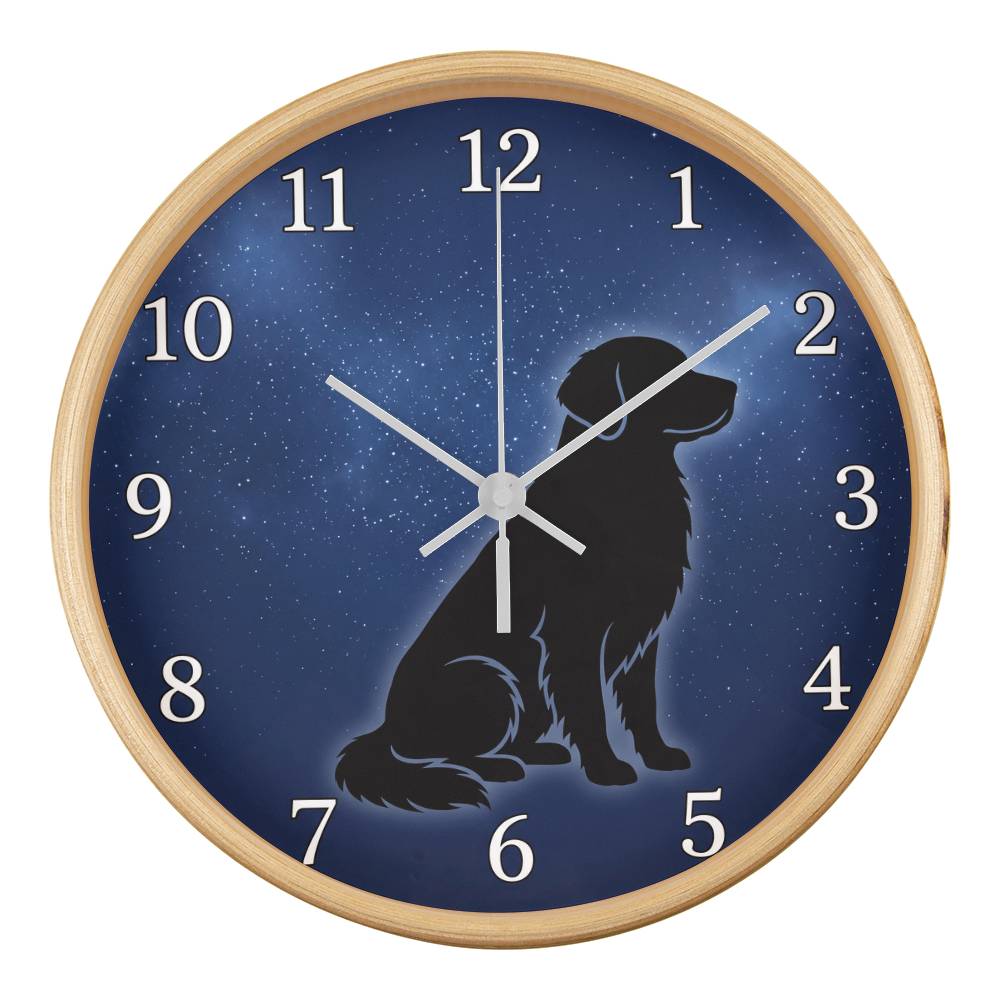 Golden Retriever Wooden Clock – "Starry Night Silhouette" Wall Clock