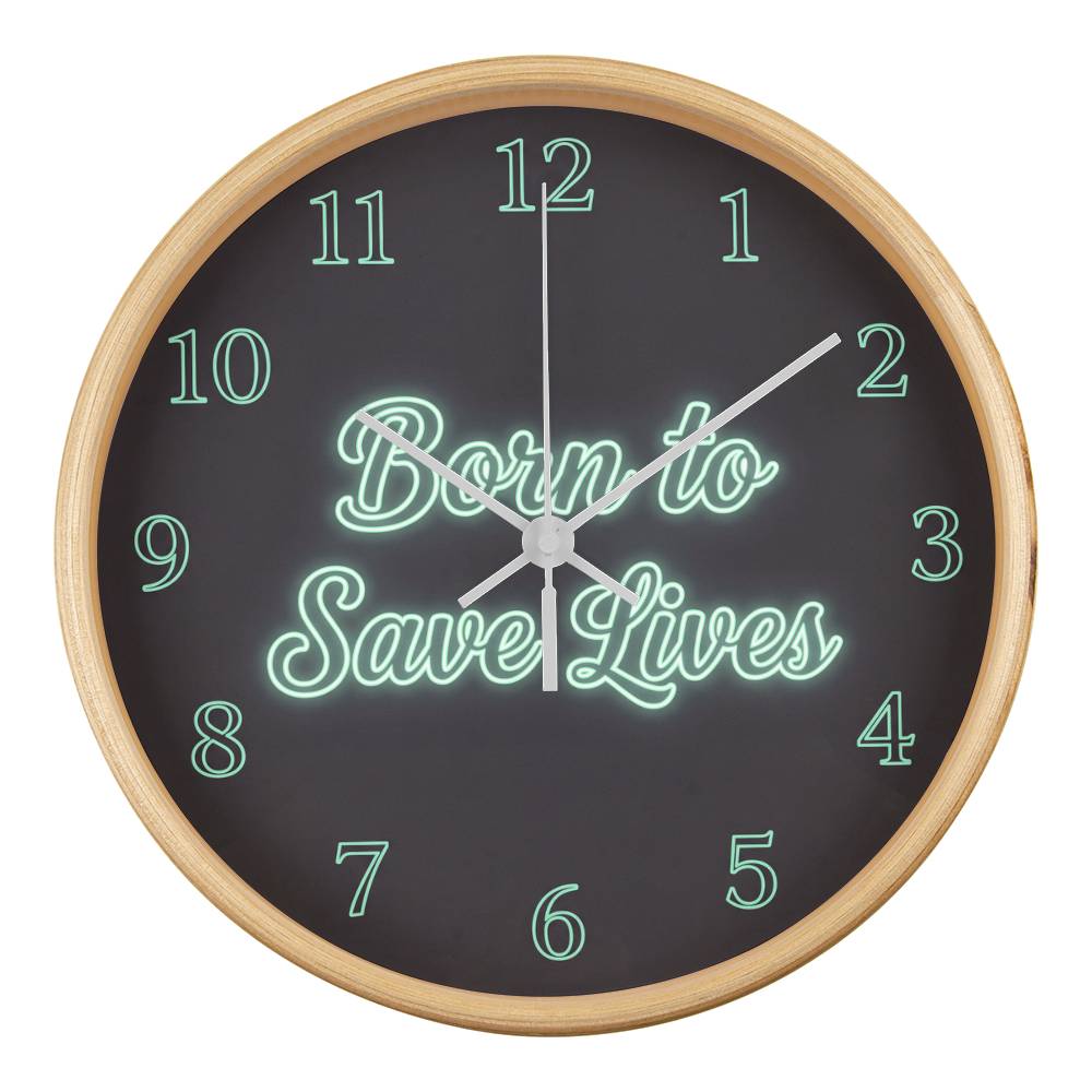Nurse Wooden Clock – "Born to Save Lives" Neon Wall Clock