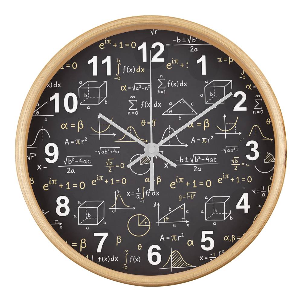 Teacher Wooden Clock – Chalkboard Math Equations Wall Clock