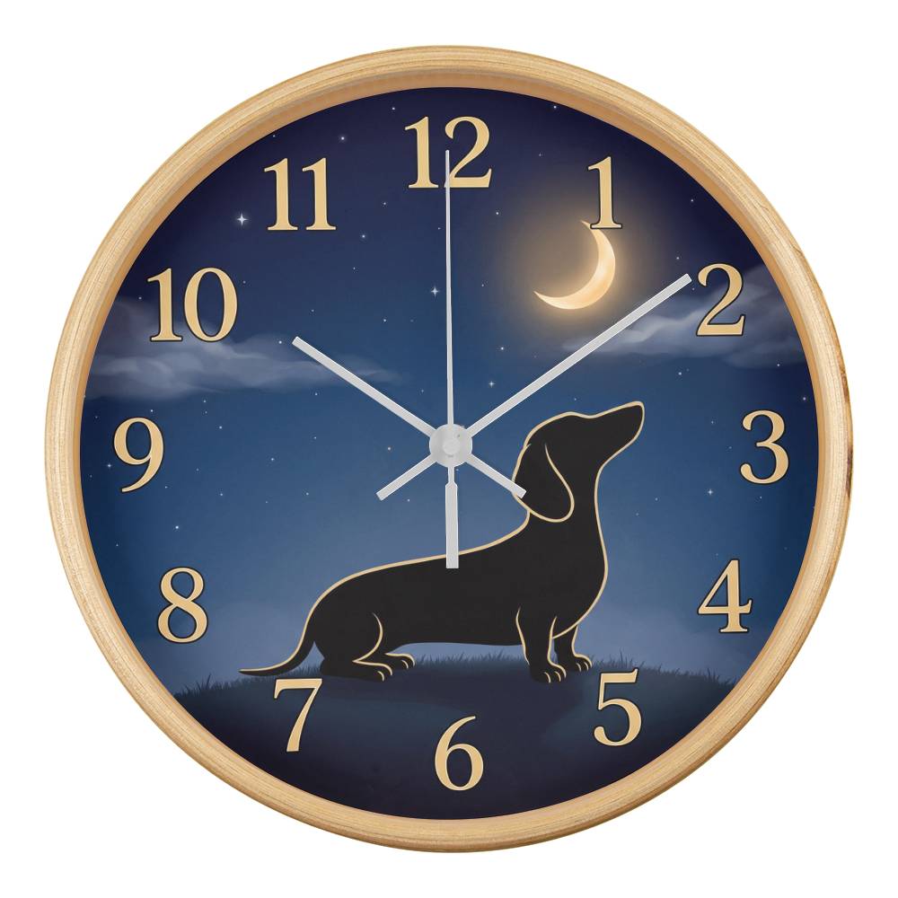Dachshund Wooden Clock – "Moonlit Gaze" Wall Clock