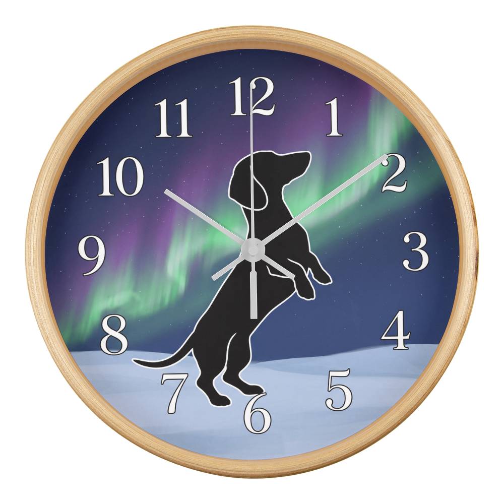 Dachshund Wooden Clock – "Northern Lights" Wall Clock