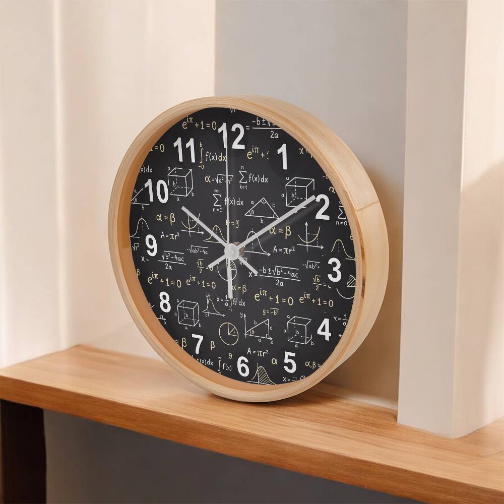 Teacher Wooden Clock – Chalkboard Math Equations Wall Clock