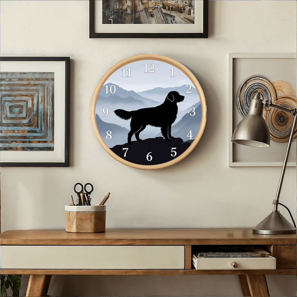 Golden Retriever Wooden Clock – "Mountain Mist" Wall Clock